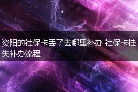 资阳的社保卡丢了去哪里补办 社保卡挂失补办流程