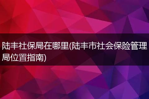 陆丰社保局在哪里(陆丰市社会保险管理局位置指南)