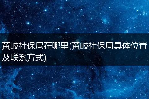 黄岐社保局在哪里(黄岐社保局具体位置及联系方式)