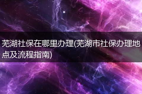 芜湖社保在哪里办理(芜湖市社保办理地点及流程指南)