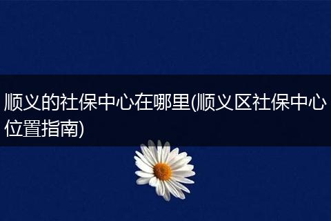 顺义的社保中心在哪里(顺义区社保中心位置指南)