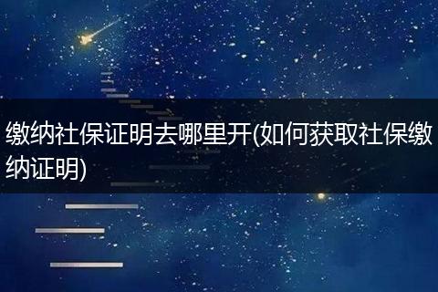 缴纳社保证明去哪里开(如何获取社保缴纳证明)