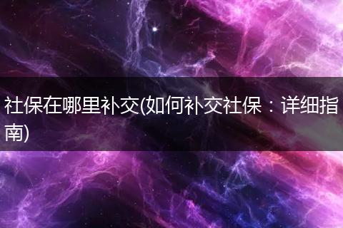 社保在哪里补交(如何补交社保：详细指南)