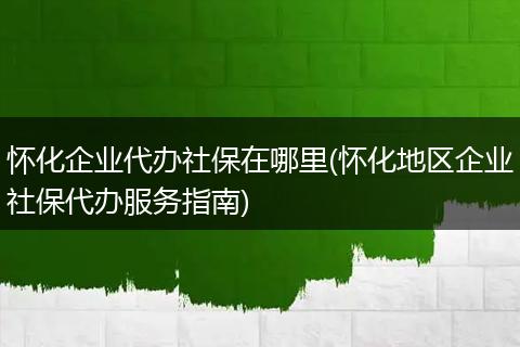 怀化企业代办社保在哪里(怀化地区企业社保代办服务指南)