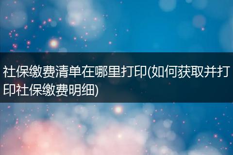 社保缴费清单在哪里打印(如何获取并打印社保缴费明细)