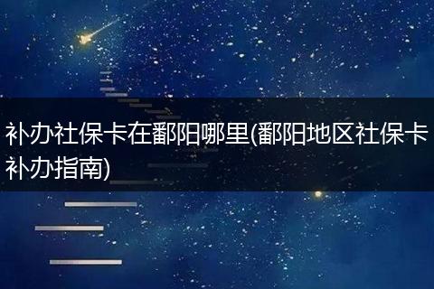 补办社保卡在鄱阳哪里(鄱阳地区社保卡补办指南)