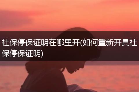 社保停保证明在哪里开(如何重新开具社保停保证明)