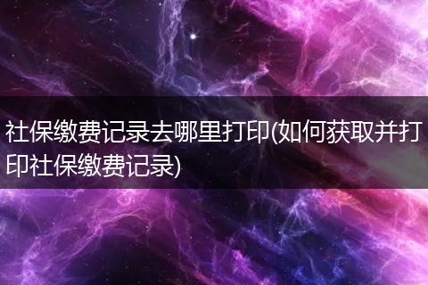 社保缴费记录去哪里打印(如何获取并打印社保缴费记录)