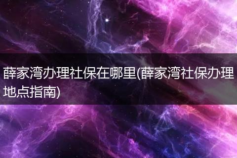 薛家湾办理社保在哪里(薛家湾社保办理地点指南)