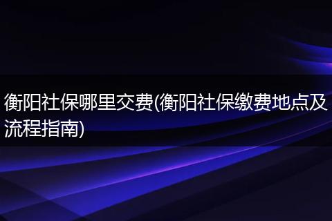 衡阳社保哪里交费(衡阳社保缴费地点及流程指南)
