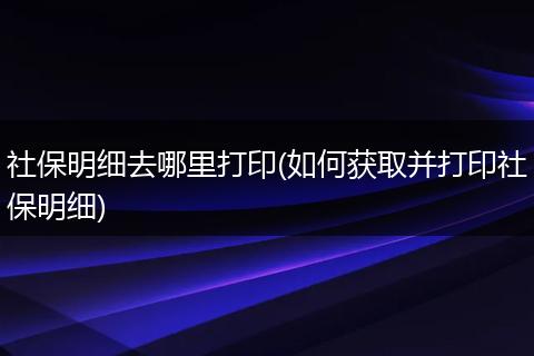 社保明细去哪里打印(如何获取并打印社保明细)