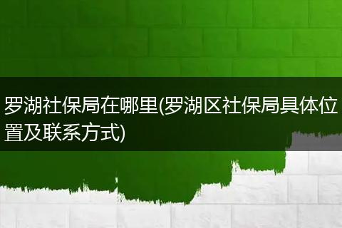 罗湖社保局在哪里(罗湖区社保局具体位置及联系方式)