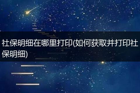 社保明细在哪里打印(如何获取并打印社保明细)