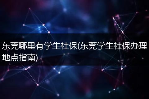 东莞哪里有学生社保(东莞学生社保办理地点指南)