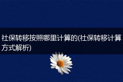 社保转移按照哪里计算的(社保转移计算方式解析)