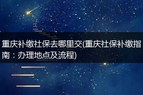 重庆补缴社保去哪里交(重庆社保补缴指南：办理地点及流程)
