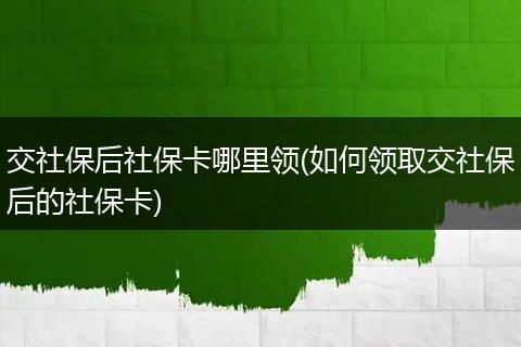交社保后社保卡哪里领(如何领取交社保后的社保卡)