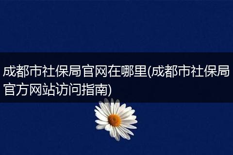 成都市社保局官网在哪里(成都市社保局官方网站访问指南)