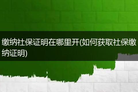 缴纳社保证明在哪里开(如何获取社保缴纳证明)