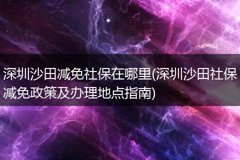 深圳沙田减免社保在哪里(深圳沙田社保减免政策及办理地点指南)