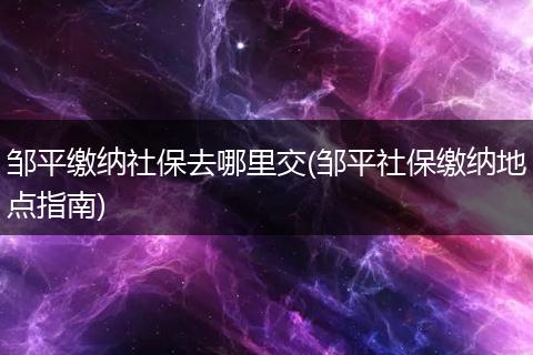 邹平缴纳社保去哪里交(邹平社保缴纳地点指南)