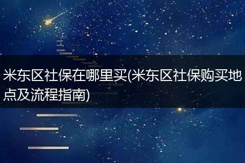 米东区社保在哪里买(米东区社保购买地点及流程指南)