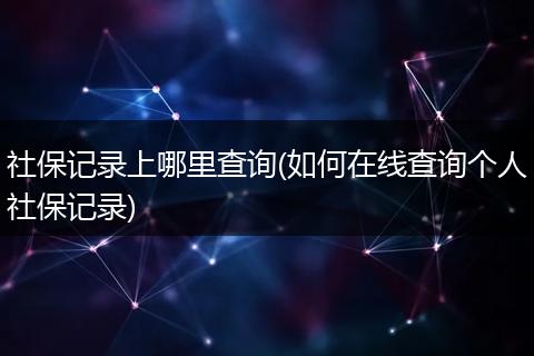 社保记录上哪里查询(如何在线查询个人社保记录)