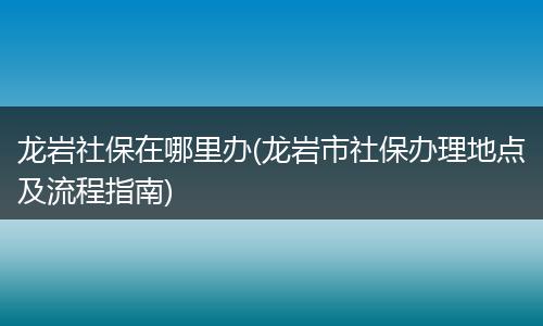 龙岩社保在哪里办(龙岩市社保办理地点及流程指南)