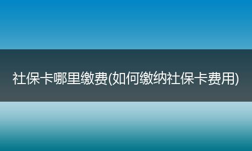 社保卡哪里缴费(如何缴纳社保卡费用)