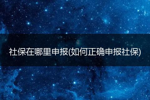 社保在哪里申报(如何正确申报社保)