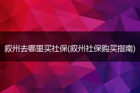叙州去哪里买社保(叙州社保购买指南)