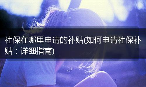 社保在哪里申请的补贴(如何申请社保补贴：详细指南)