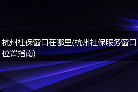 杭州社保窗口在哪里(杭州社保服务窗口位置指南)
