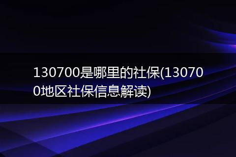130700是哪里的社保(130700地区社保信息解读)