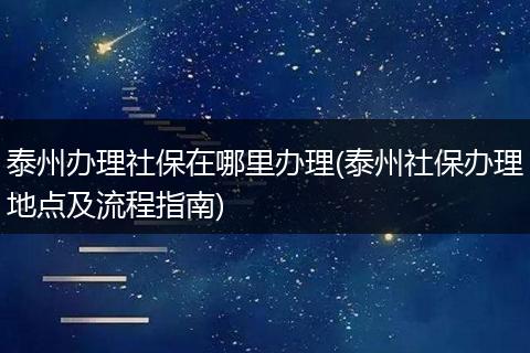 泰州办理社保在哪里办理(泰州社保办理地点及流程指南)