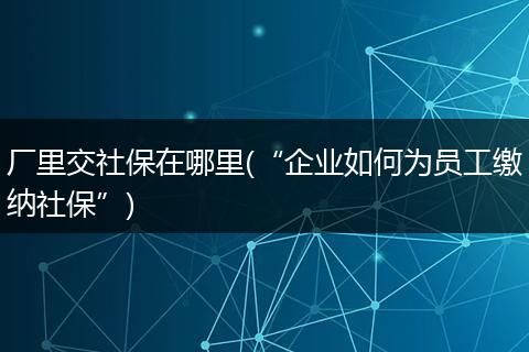 厂里交社保在哪里(“企业如何为员工缴纳社保”)