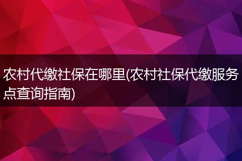 农村代缴社保在哪里(农村社保代缴服务点查询指南)