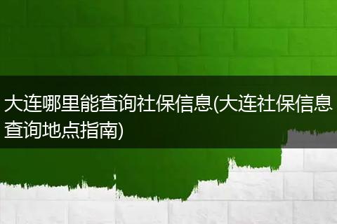 大连哪里能查询社保信息(大连社保信息查询地点指南)