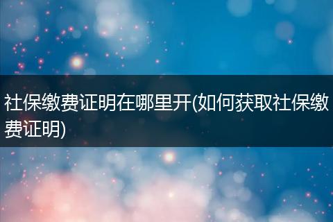 社保缴费证明在哪里开(如何获取社保缴费证明)