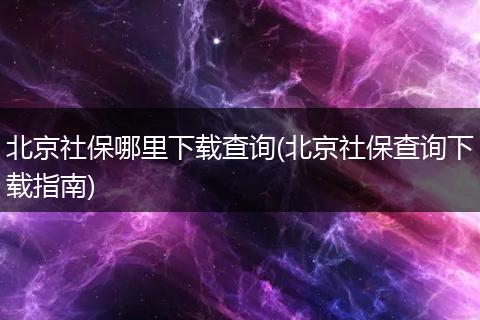 北京社保哪里下载查询(北京社保查询下载指南)