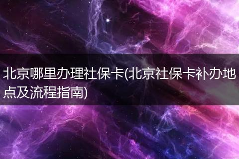 北京哪里办理社保卡(北京社保卡补办地点及流程指南)
