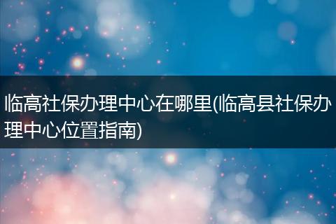 临高社保办理中心在哪里(临高县社保办理中心位置指南)