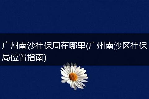 广州南沙社保局在哪里(广州南沙区社保局位置指南)
