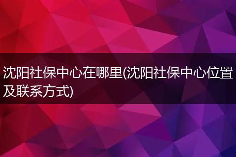 沈阳社保中心在哪里(沈阳社保中心位置及联系方式)