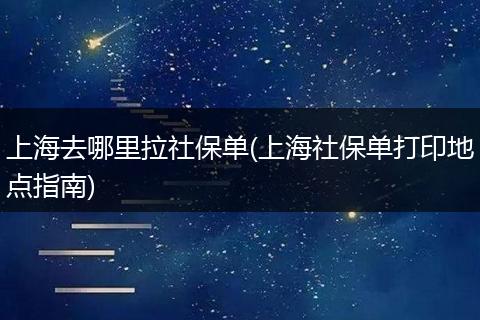 上海去哪里拉社保单(上海社保单打印地点指南)