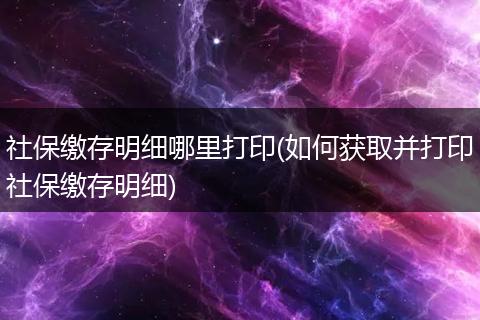 社保缴存明细哪里打印(如何获取并打印社保缴存明细)