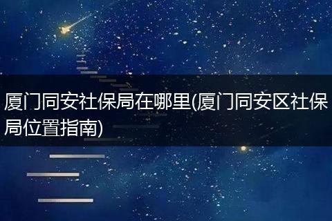 厦门同安社保局在哪里(厦门同安区社保局位置指南)