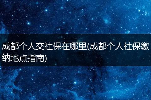 成都个人交社保在哪里(成都个人社保缴纳地点指南)
