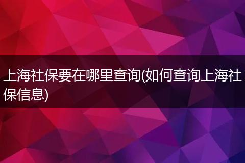 上海社保要在哪里查询(如何查询上海社保信息)