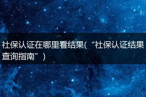 社保认证在哪里看结果(“社保认证结果查询指南”)
